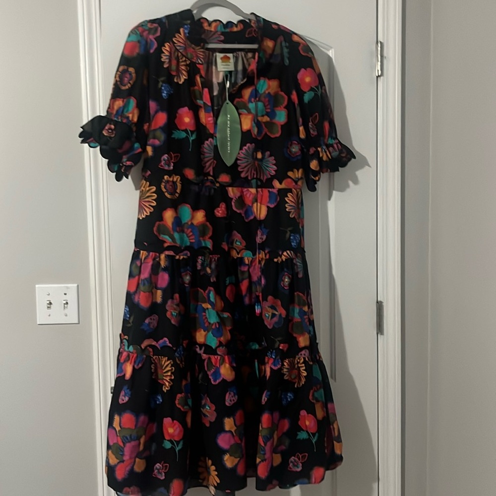 Farm Rio Lily’s Garden Midi Dress size L. Missing tassle! New With tags